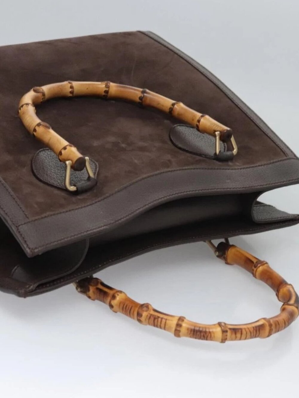 GUCCI Bamboo Hand Bag Suede Brown Gold 002 2853 0260 0 Auth BA348 - Picture 8 of 15
